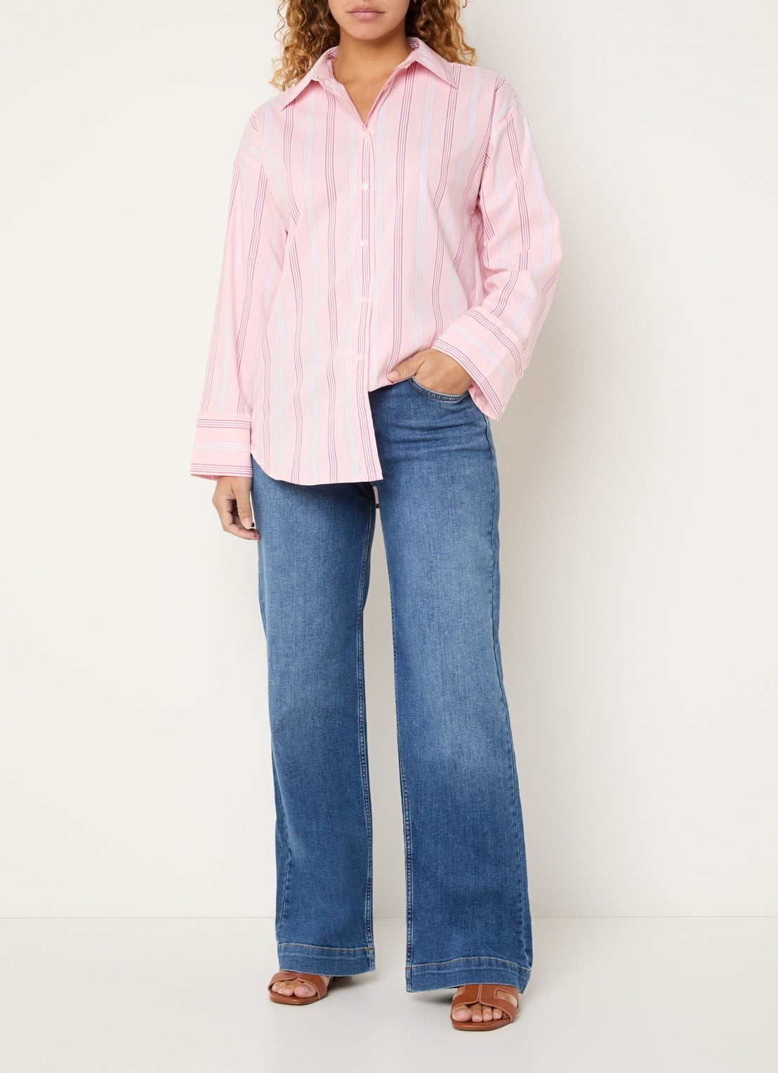 Josephine & Co Bastian blouse met streepprint - voorkant 2 lichtroze