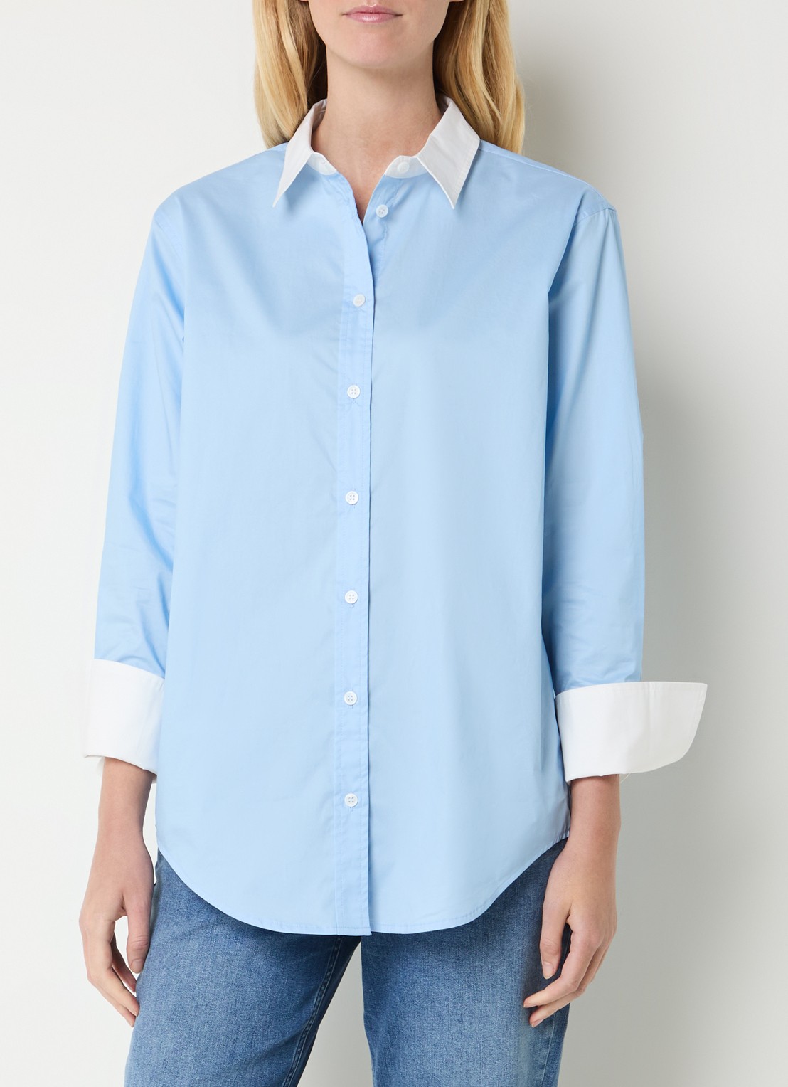 Josephine & Co Bax blouse met kraag - detail 3 lichtblauw