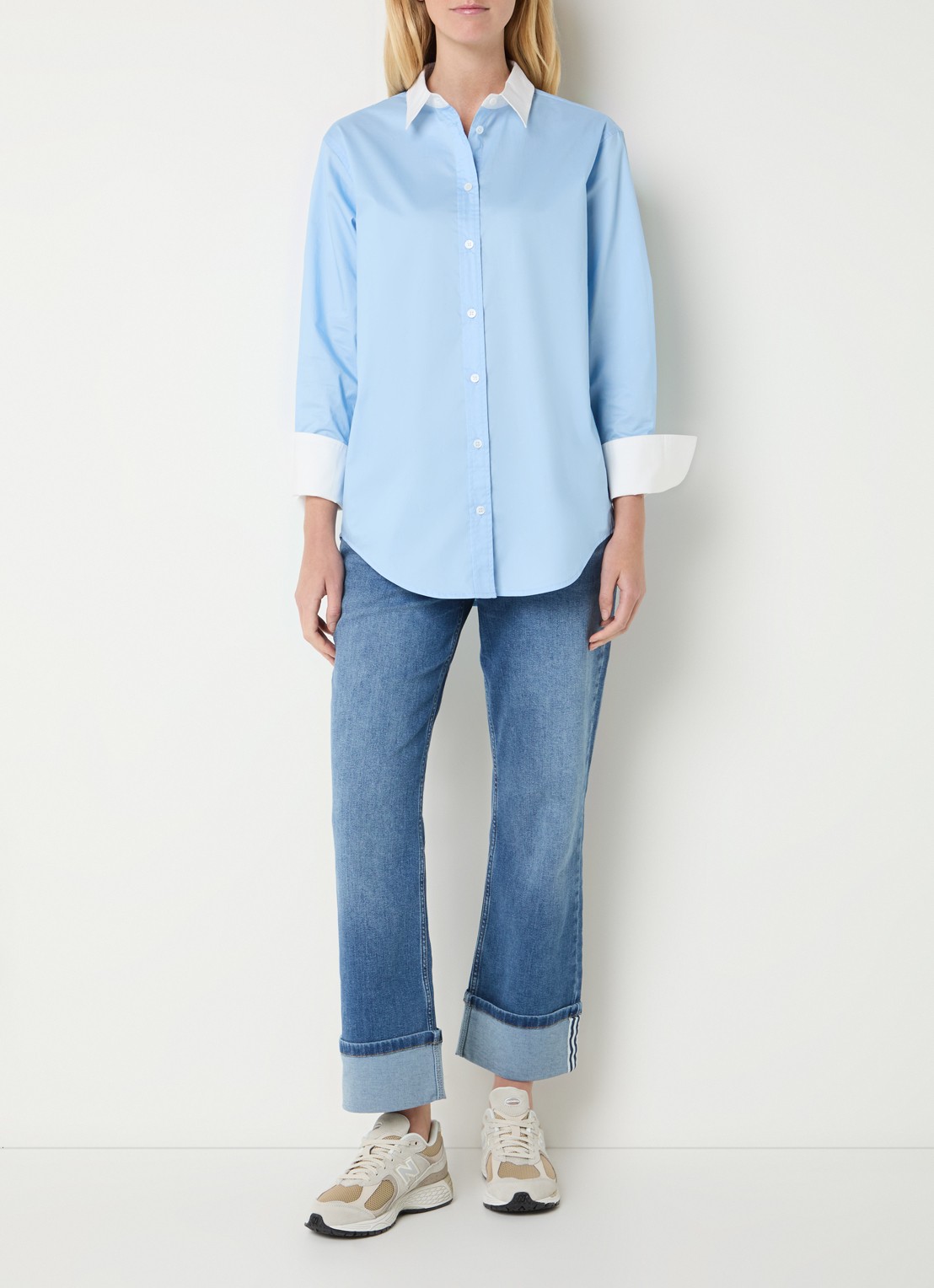 Josephine & Co Bax blouse met kraag - voorkant 2 lichtblauw