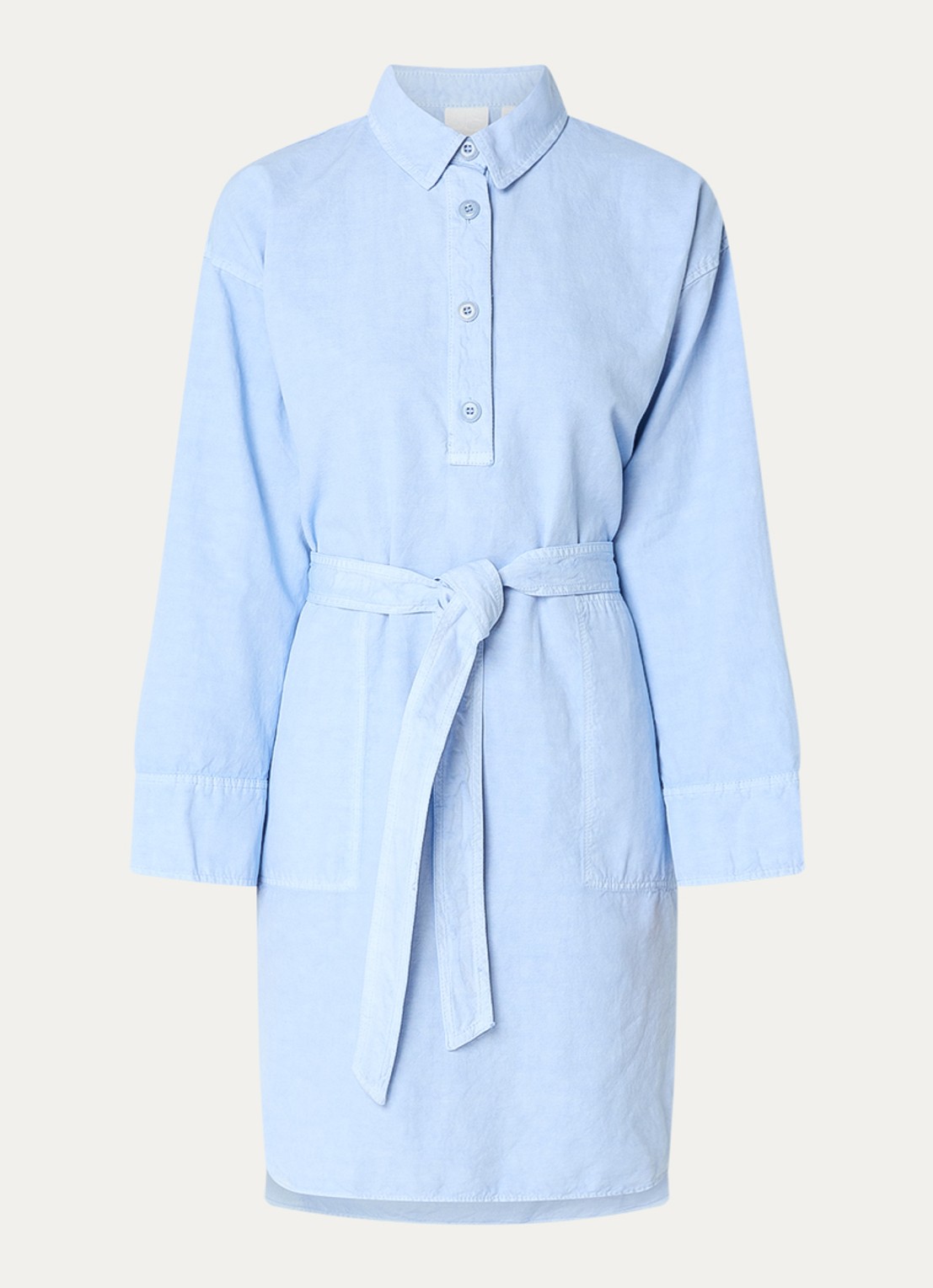 Josephine & Co Bella mini tuniekjurk met strikceintuur - voorkant 2 lichtblauw