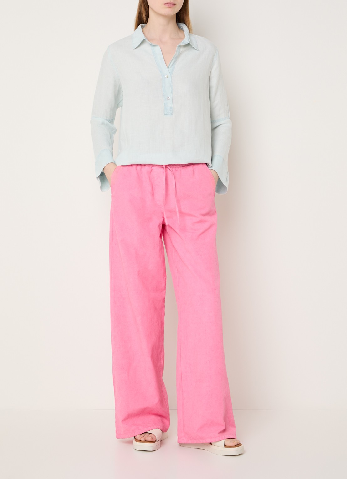 Josephine & Co Belou tuniek van chambray - voorkant 2 lichtblauw