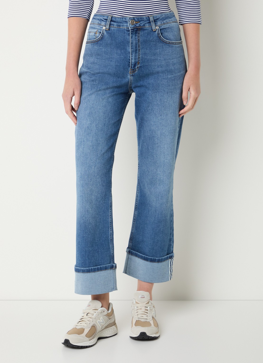 Josephine & Co Benthe high waist cropped flared jeans met medium wassing - detail indigo
