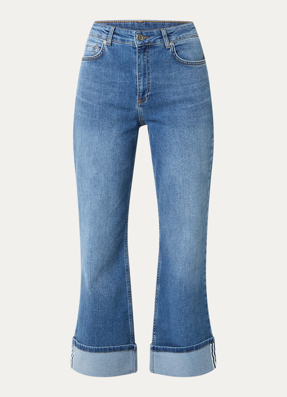 Josephine & Co Benthe high waist cropped flared jeans met medium wassing - voorkant 3 indigo