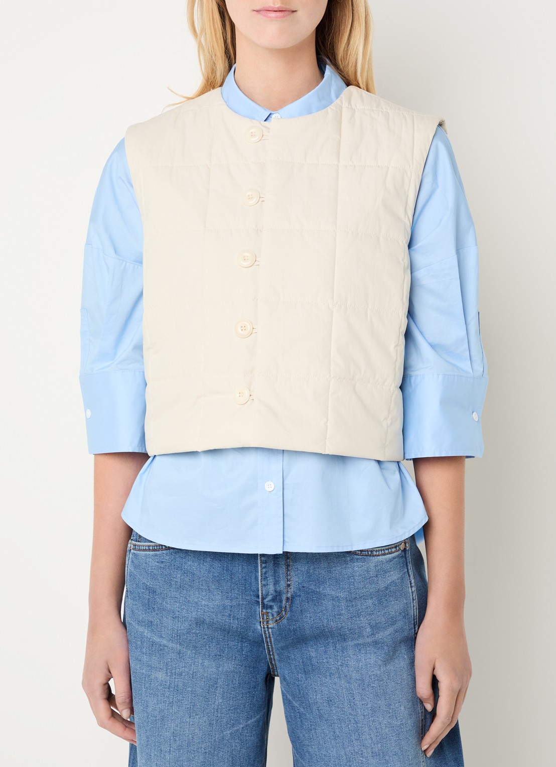 Josephine & Co Billie cropped bomberjack met quilt patroon - detail 4 creme