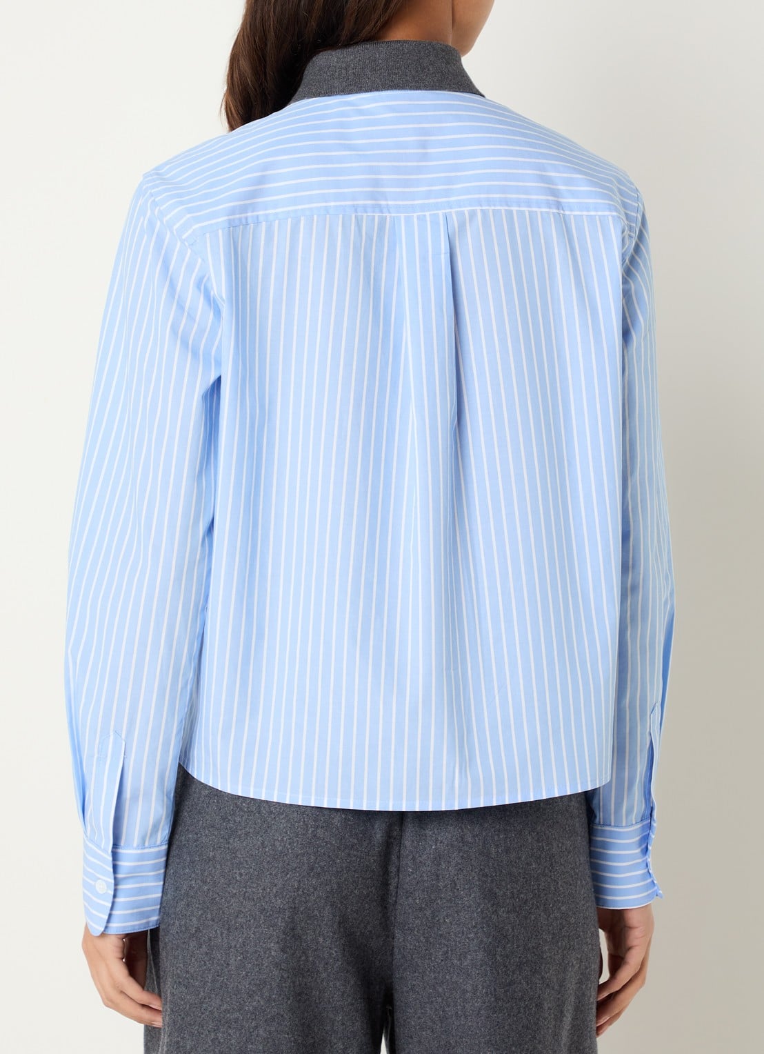Josephine & Co Bink blouse met ruitdessin - achterkant lichtblauw