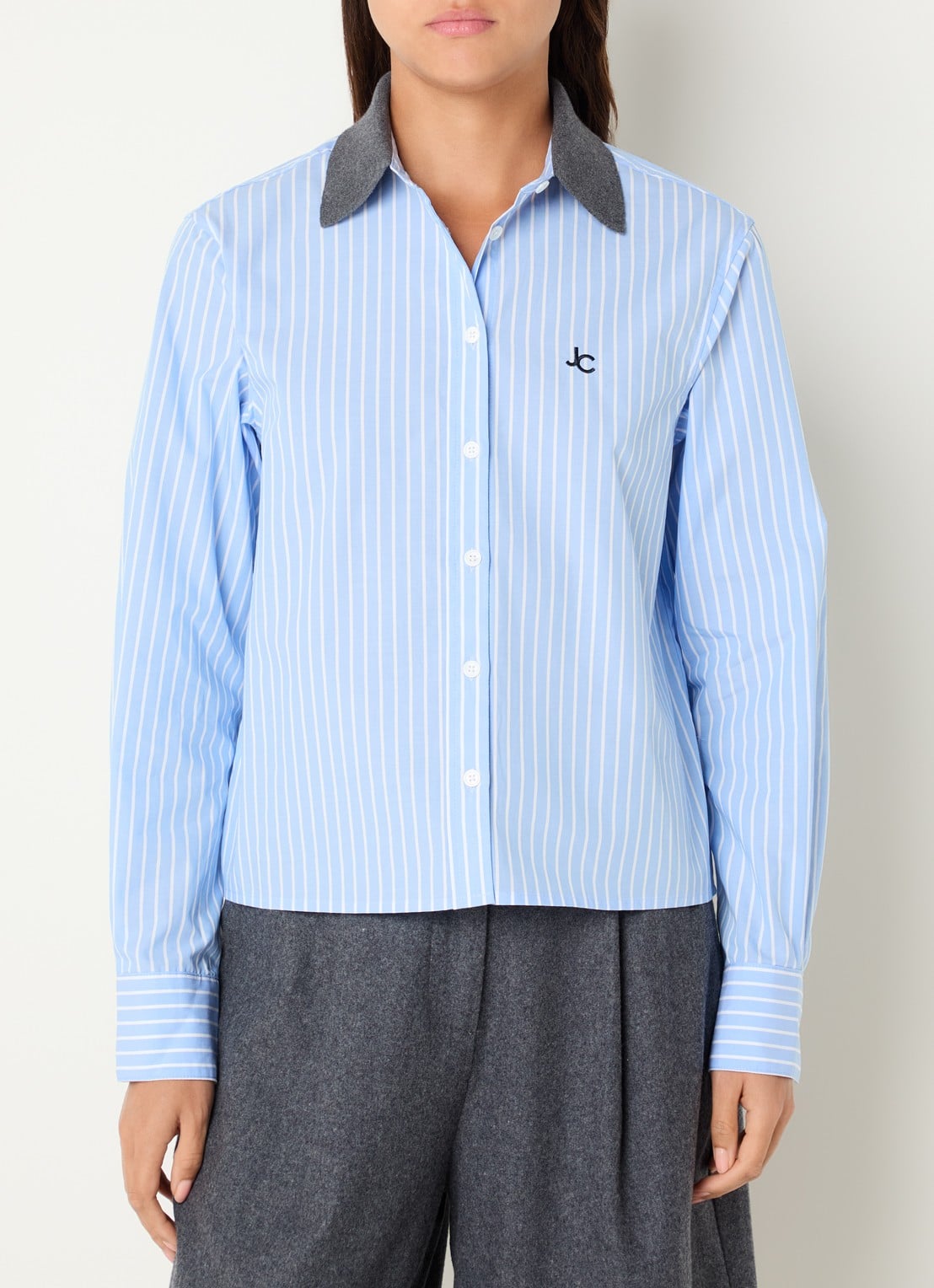 Josephine & Co Bink blouse met ruitdessin - detail 4 lichtblauw