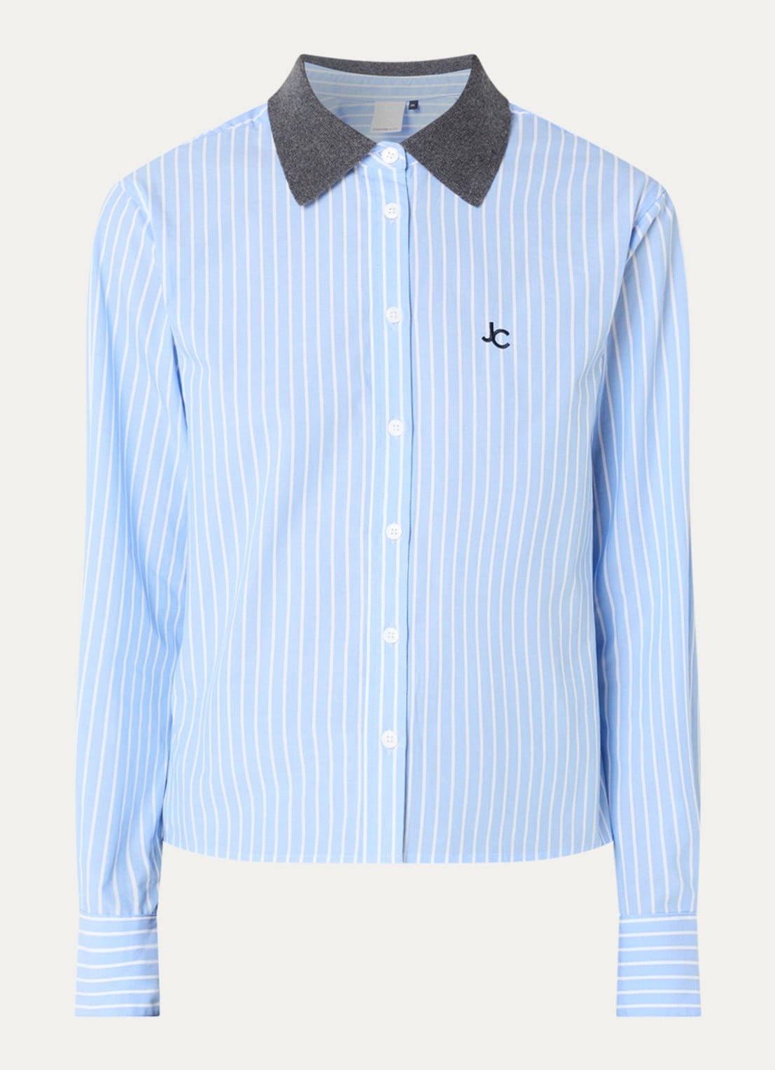 Josephine & Co Bink blouse met ruitdessin - voorkant 2 lichtblauw