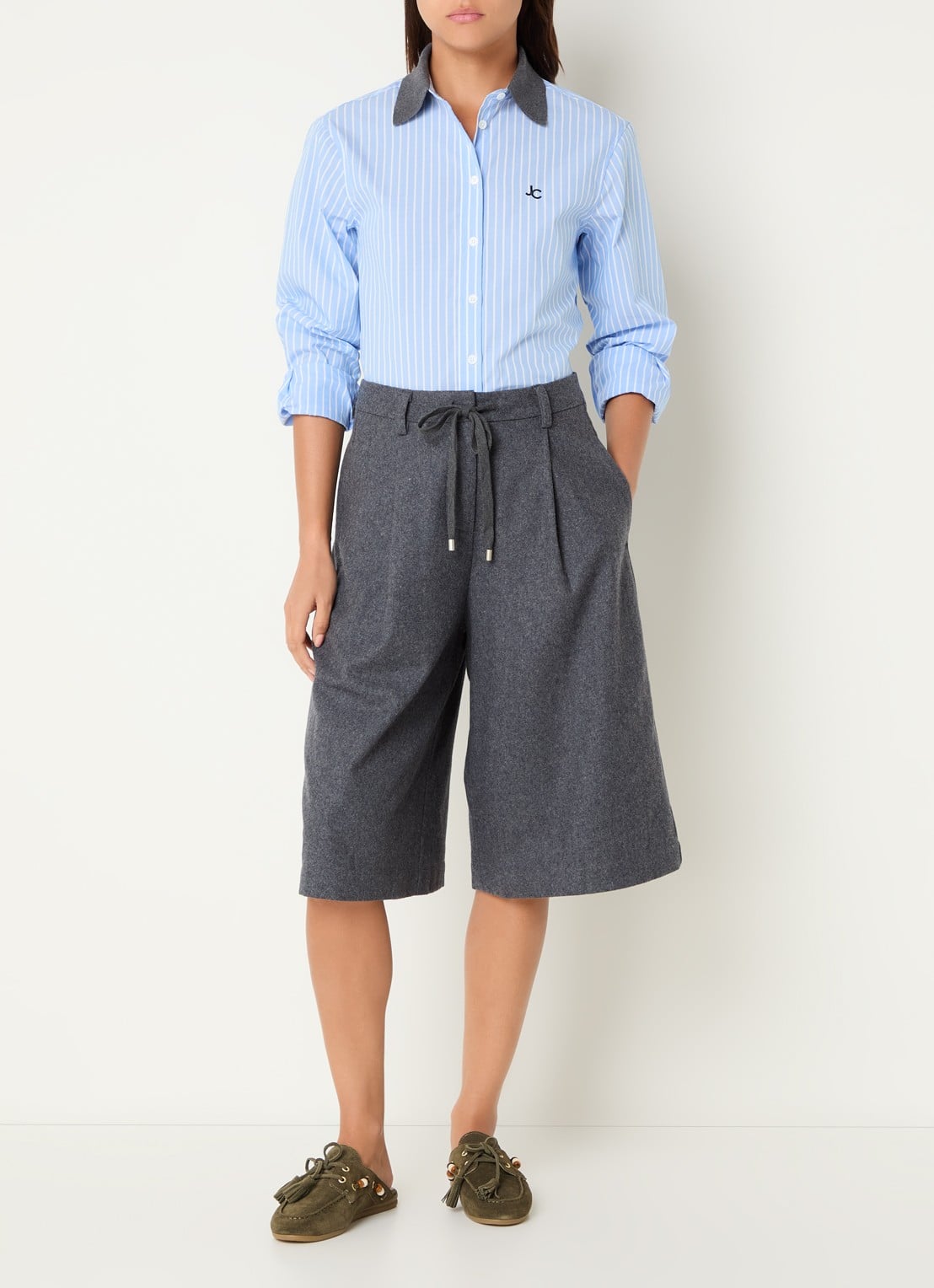 Josephine & Co Bink blouse met ruitdessin - voorkant 3 lichtblauw