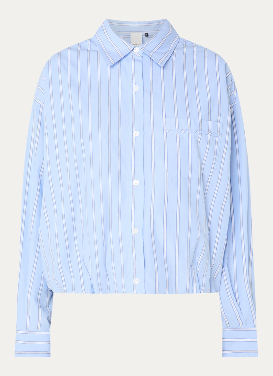 Josephine & Co Bink blouse met streepprint en borstzak - voorkant 3 lichtblauw