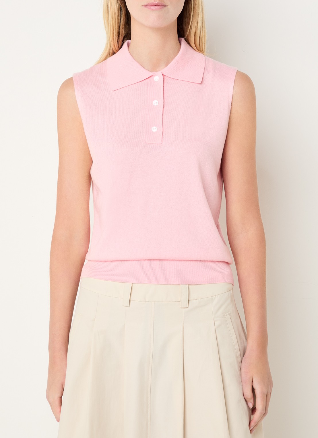 Josephine & Co Birol fijngebreide top in wolblend - detail lichtroze