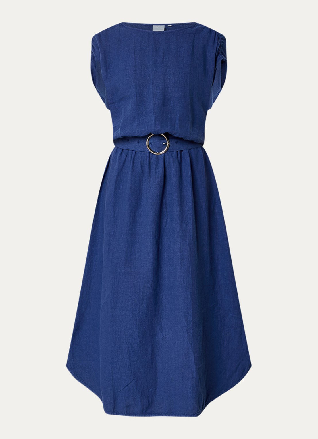 Josephine & Co Blayze jurk van linnen met ceintuur - voorkant 2 royalblauw