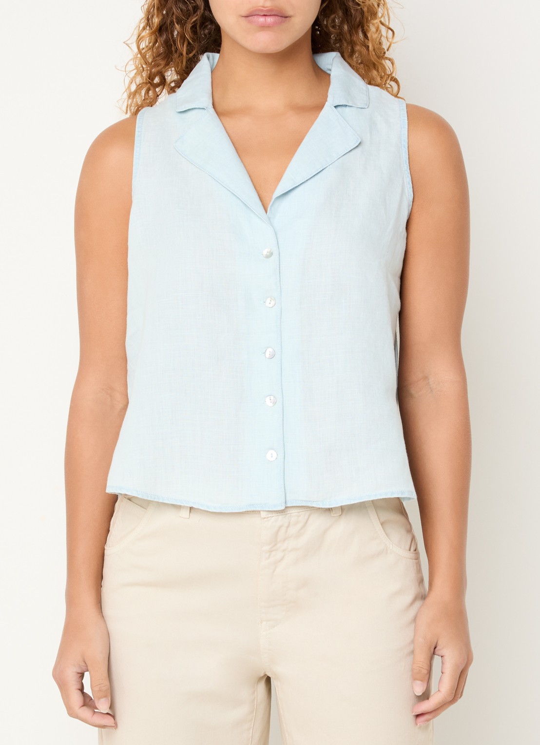 Josephine & Co Bliss gilet van linnen - detail 4 lichtblauw