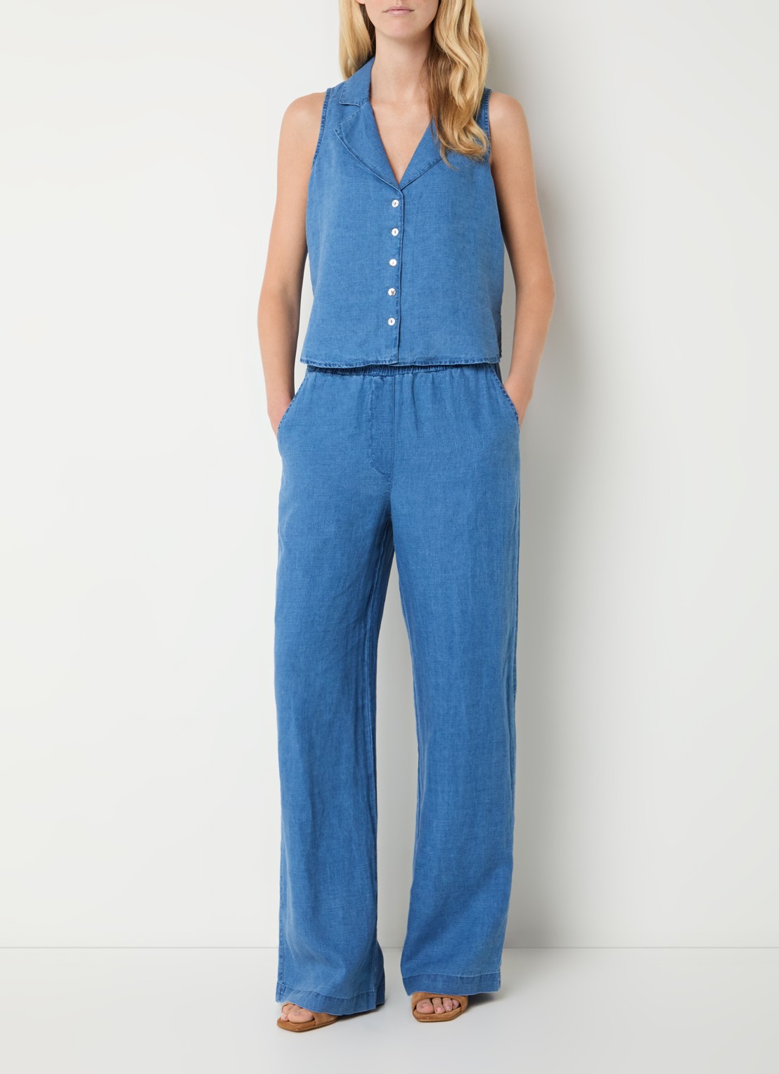 Josephine & Co Bliss gilet van linnen - voorkant 4 donkerblauw