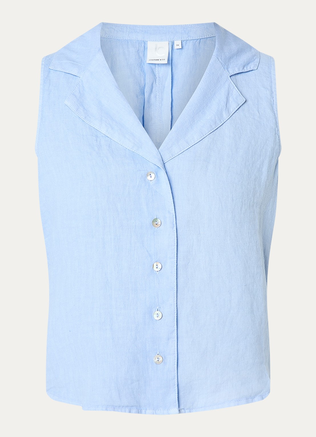 Josephine & Co Bliss mouwloze blouse  - voorkant 3 lichtblauw