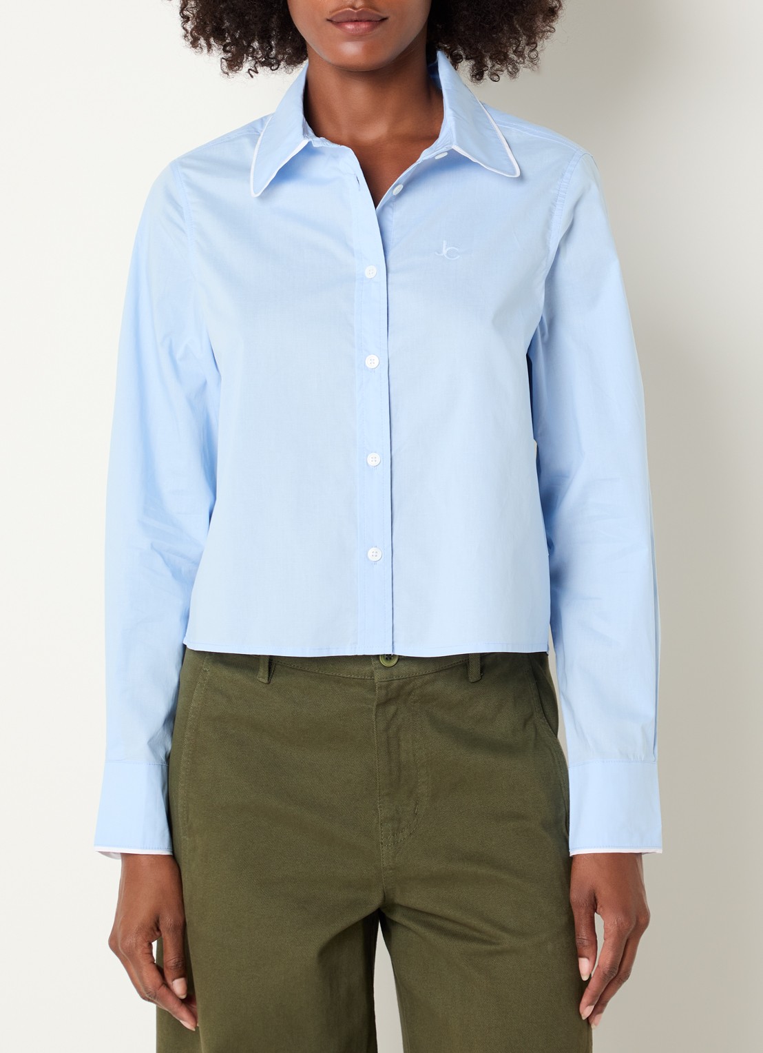 Josephine & Co Blouse met logoborduring - detail 4 lichtblauw