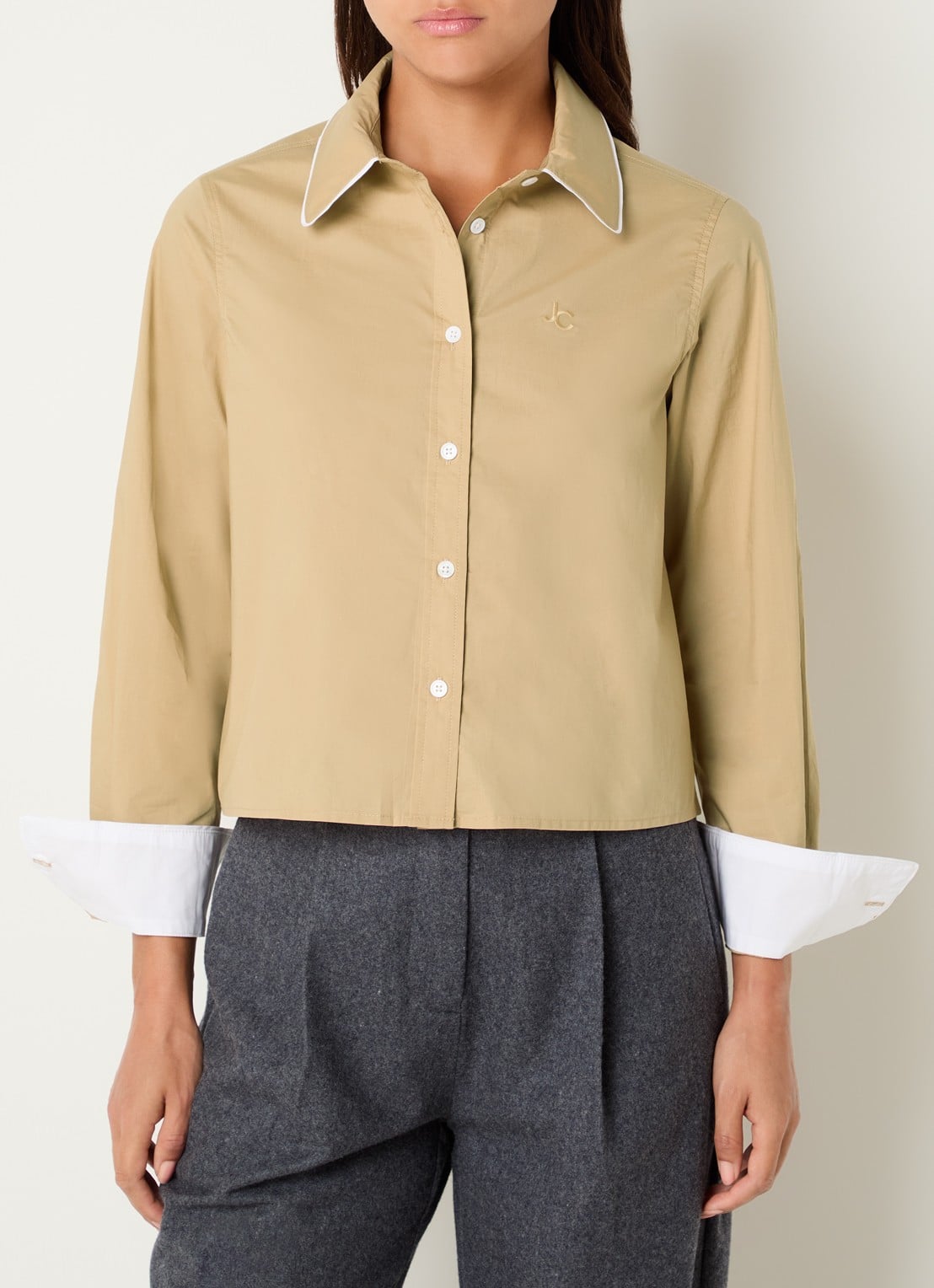 Josephine & Co Blouse met logoborduring - detail 4 camel