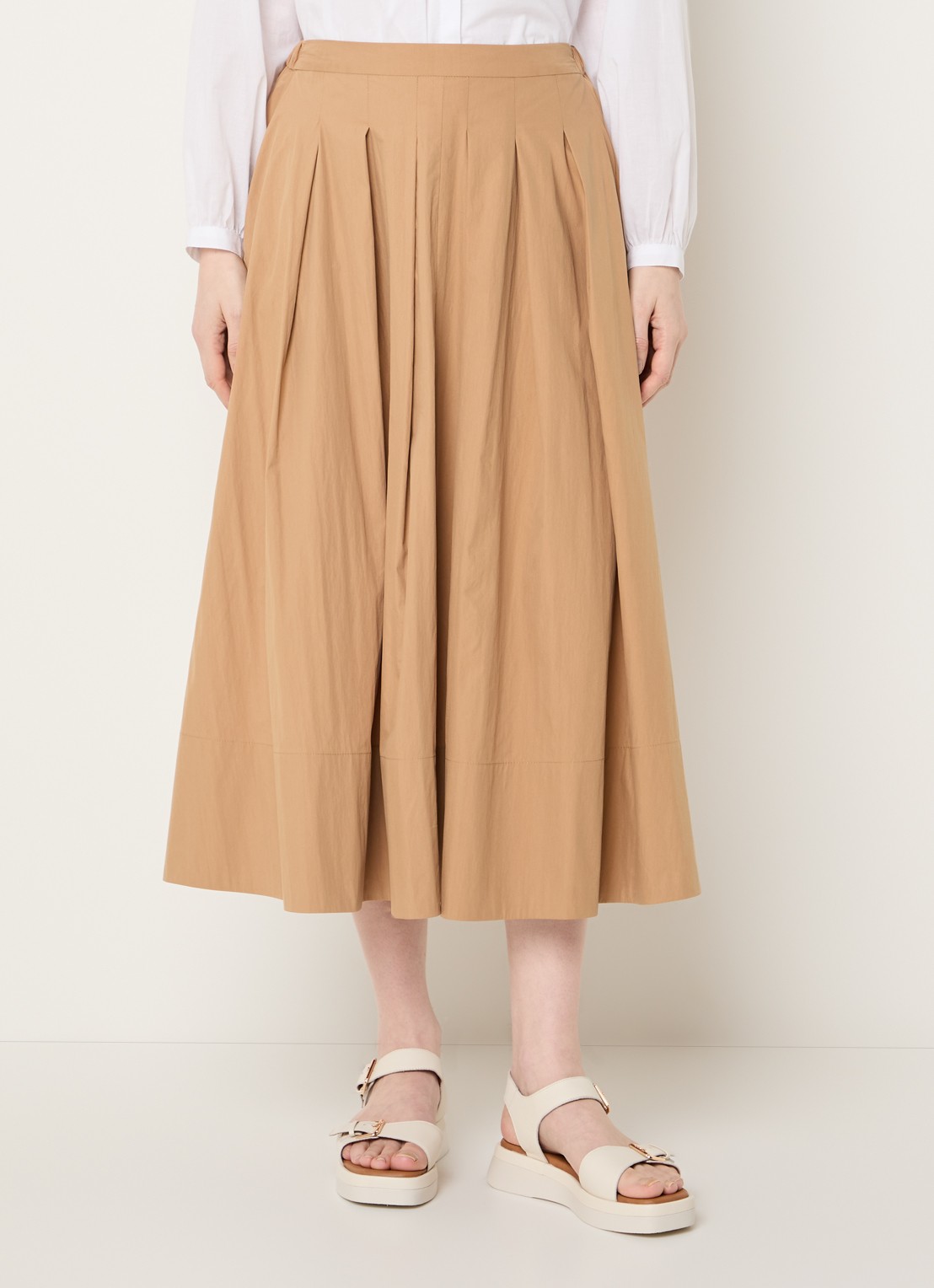 Josephine & Co Blume midi A-lijn rok  - detail 2 cognac