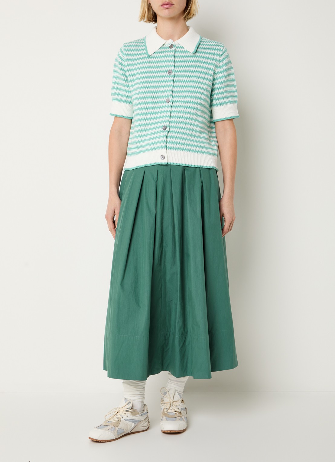 Josephine & Co Blume midi A-lijn rok  - voorkant 2 zeegroen