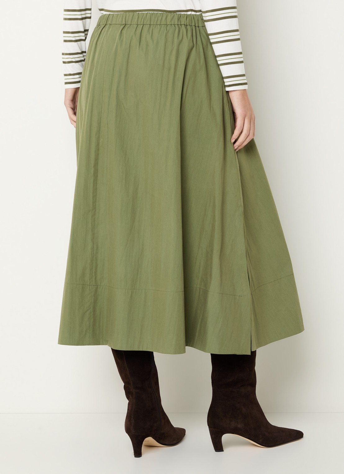 Josephine & Co Blume midi rok  met plooidetail - achterkant 4 mosgroen