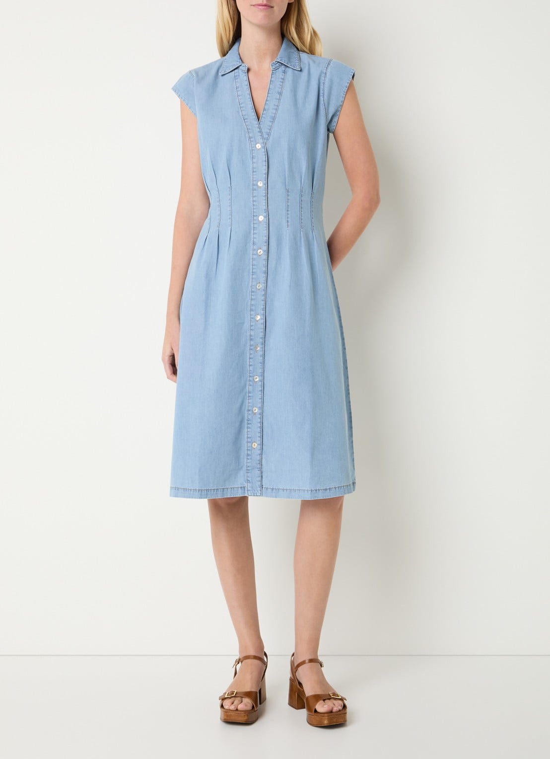 Josephine & Co Bo midi denimjurk met kraag - detail 4 indigo