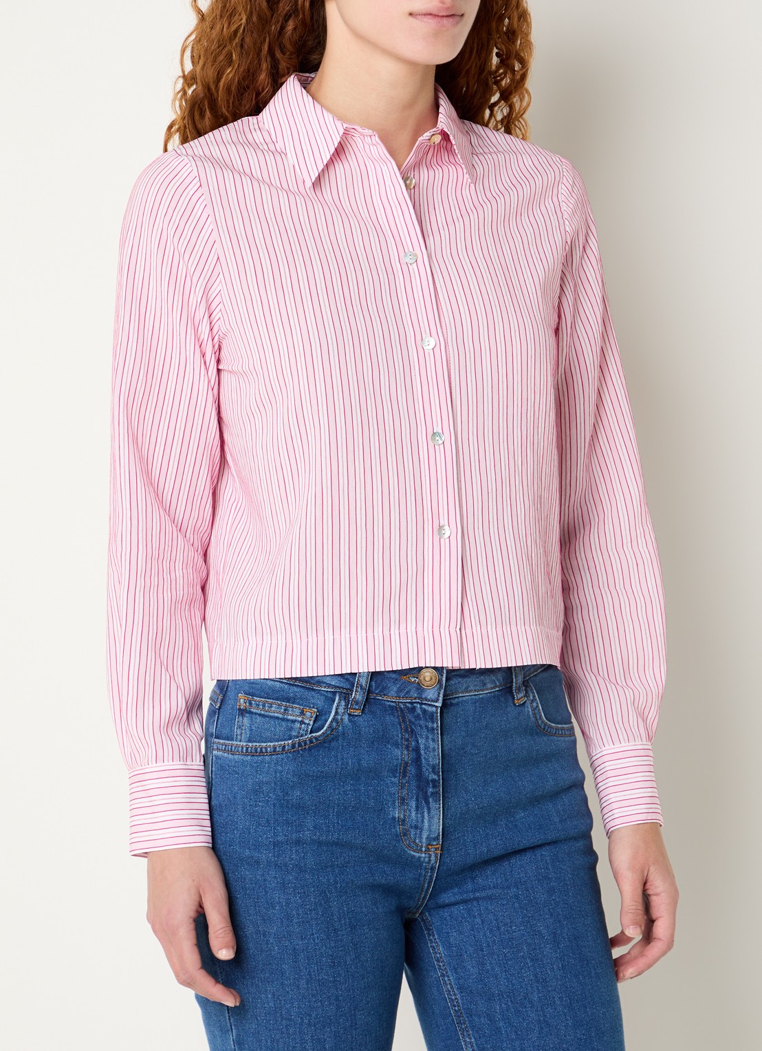 Josephine & Co Boaz blouse met streepprint - detail 4 donkerroze