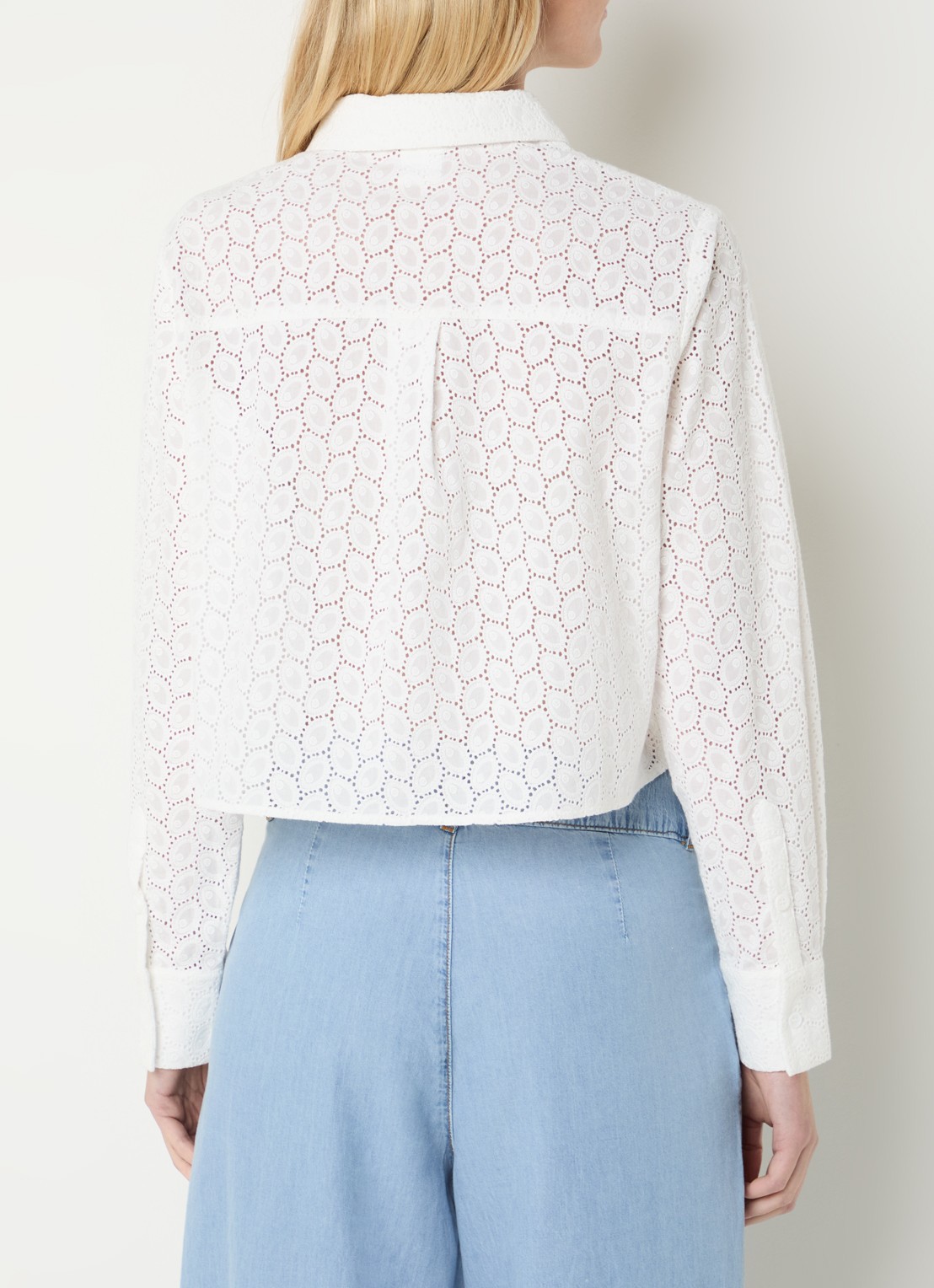 Josephine & Co Boaz cropped blouse met broderie - achterkant 4 wit