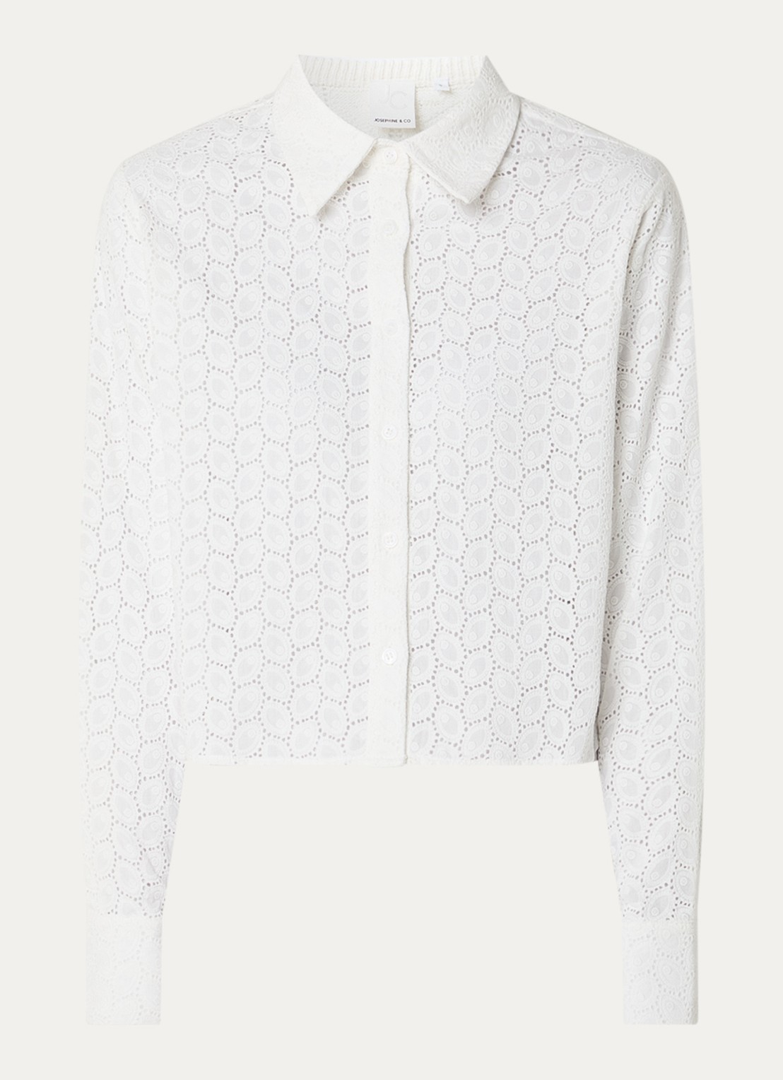 Josephine & Co Boaz cropped blouse met broderie - voorkant wit