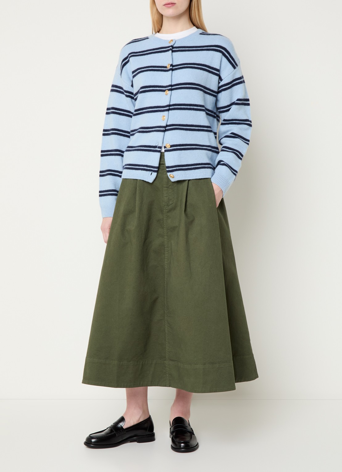 Josephine & Co Bobby A-lijn rok met plooidetail - voorkant 4 groen
