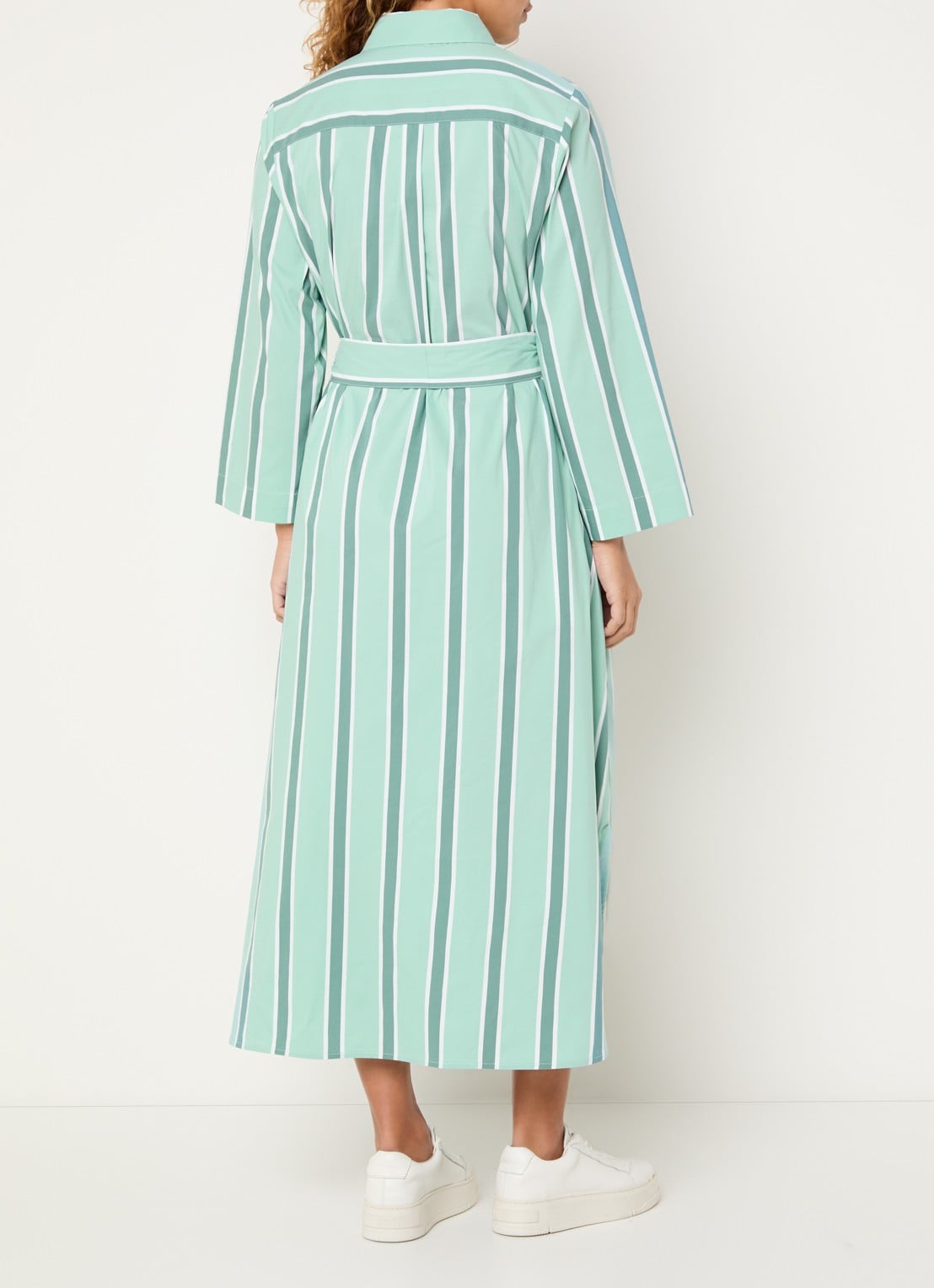 Josephine & Co Boudewijn midi blousejurk met streepprint en strikceintuur - achterkant 2 mint