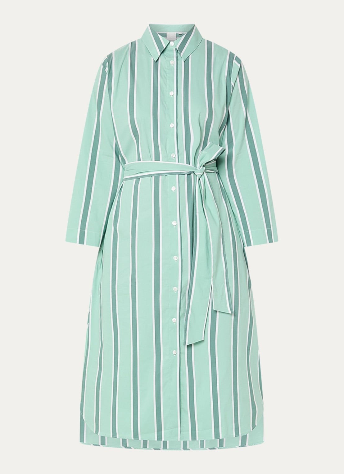 Josephine & Co Boudewijn midi blousejurk met streepprint en strikceintuur - voorkant 3 mint