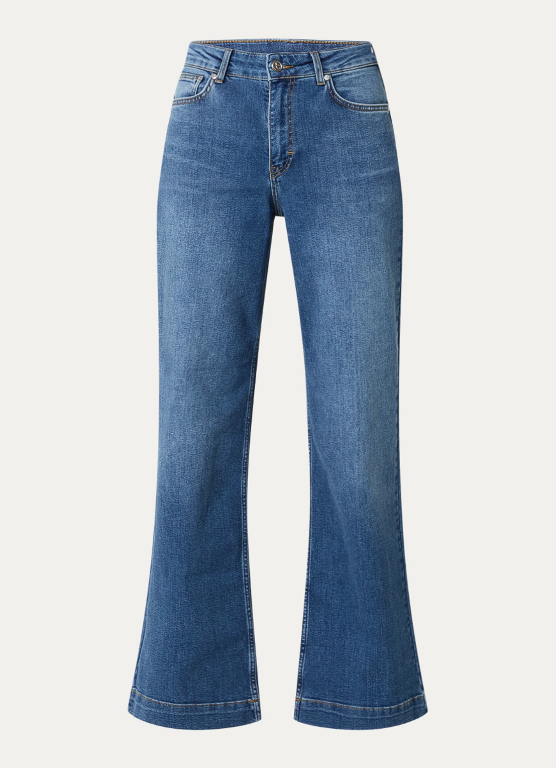 Josephine & Co Bram high waist flared jeans met medium wassing - voorkant 2 indigo