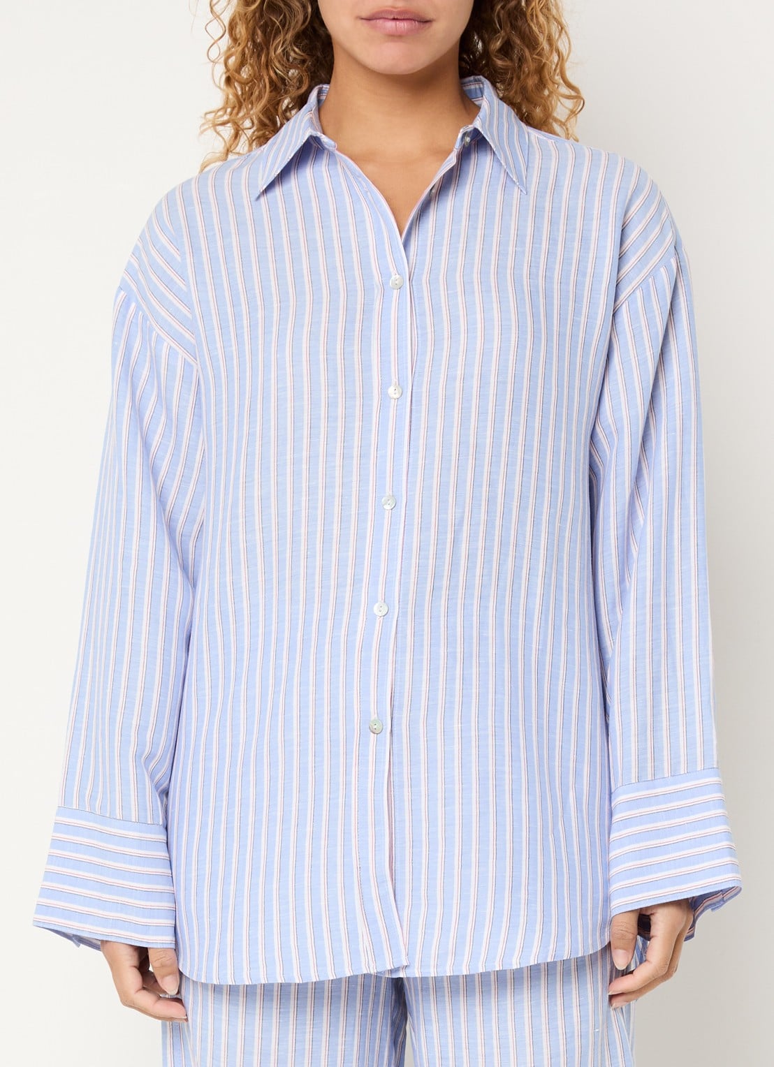 Josephine & Co Brandy blouse met streepprint - detail 4 blauw