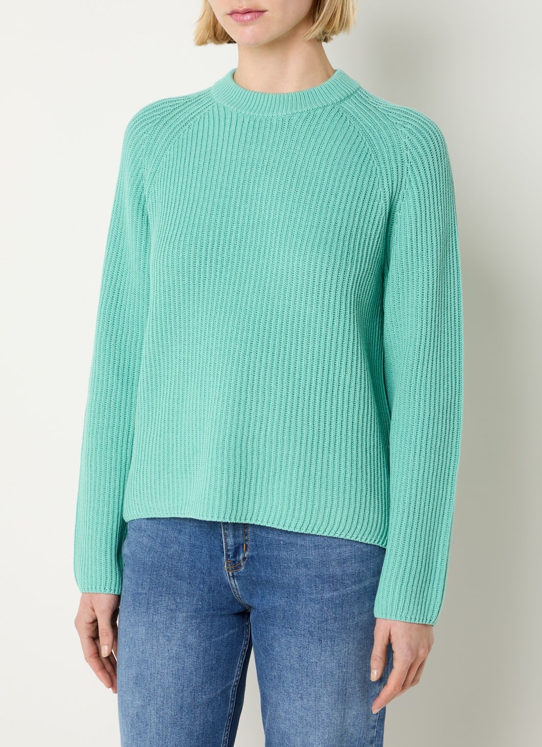 Josephine & Co Brant grofgebreide trui met ronde hals - detail mint