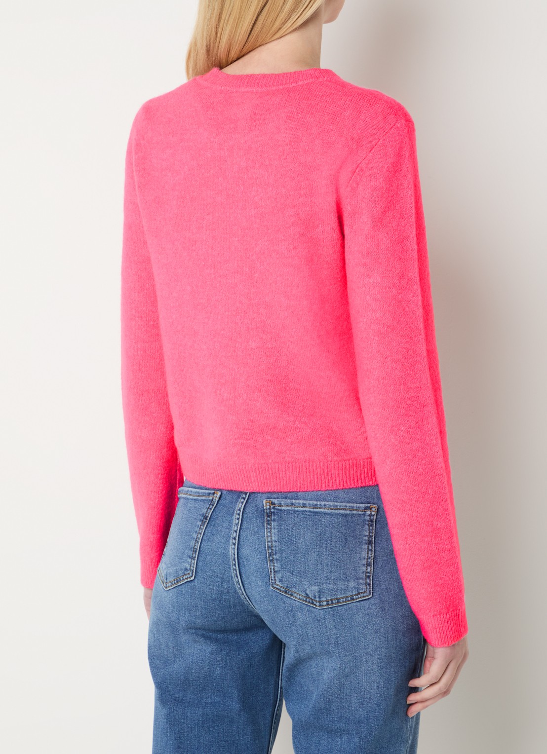 Josephine & Co Braxton grofgebreid vest in wolblend - achterkant roze