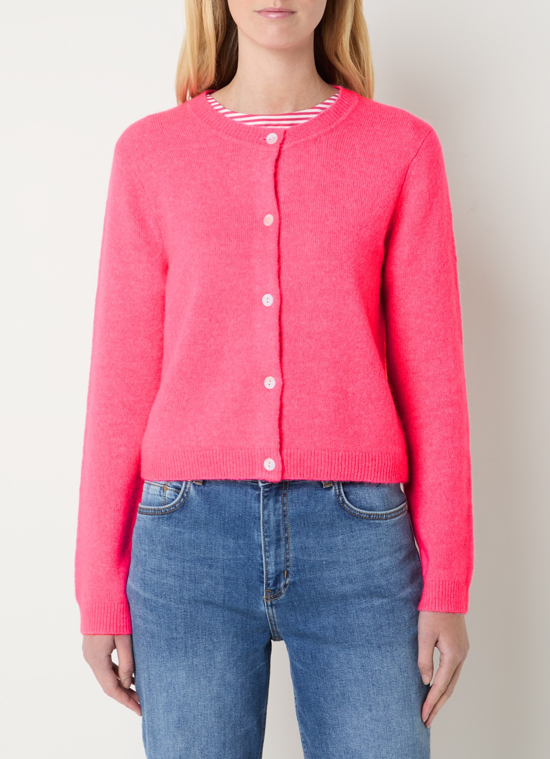 Josephine & Co Braxton grofgebreid vest in wolblend - detail 2 roze