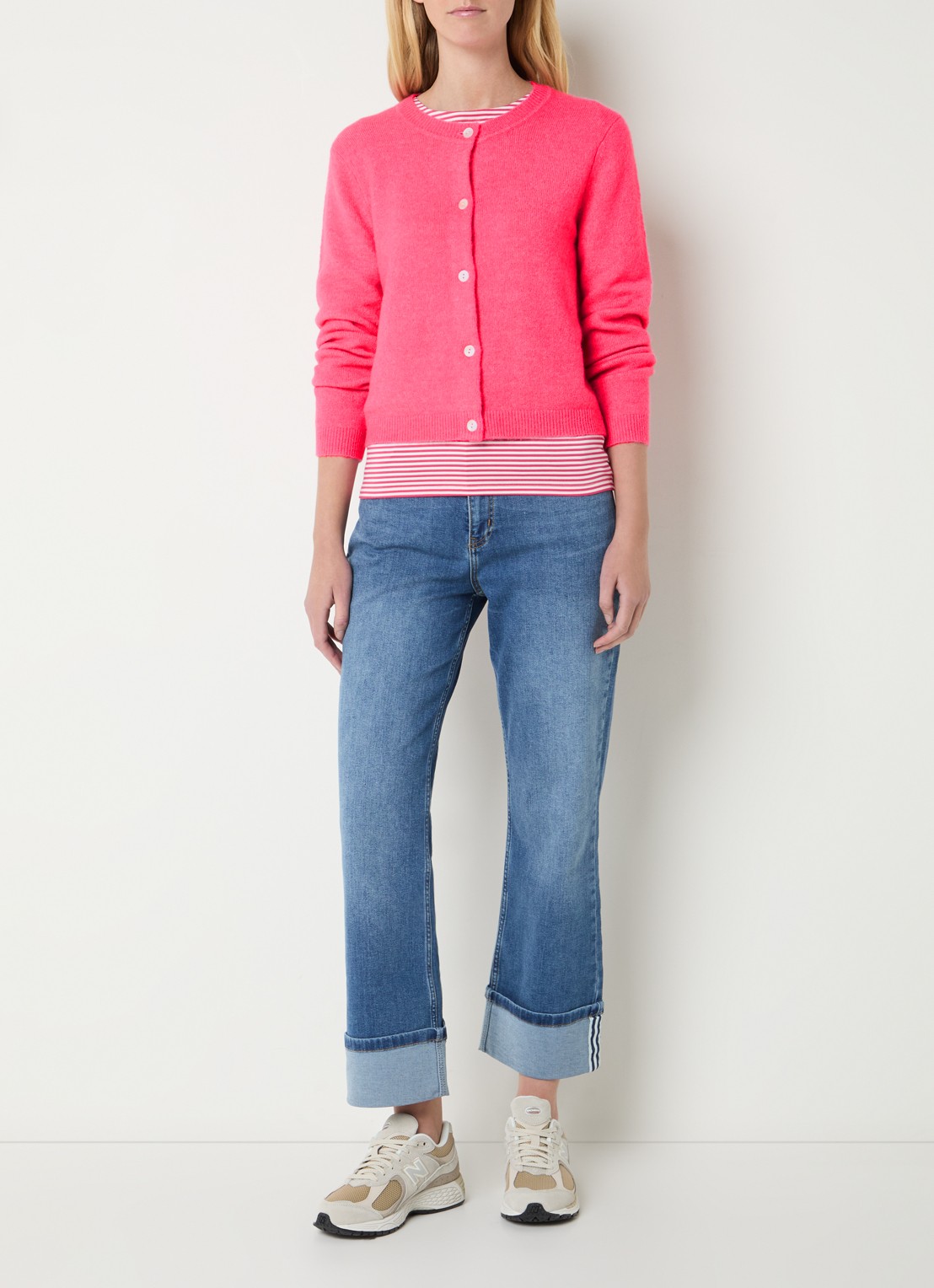 Josephine & Co Braxton grofgebreid vest in wolblend - voorkant 4 roze
