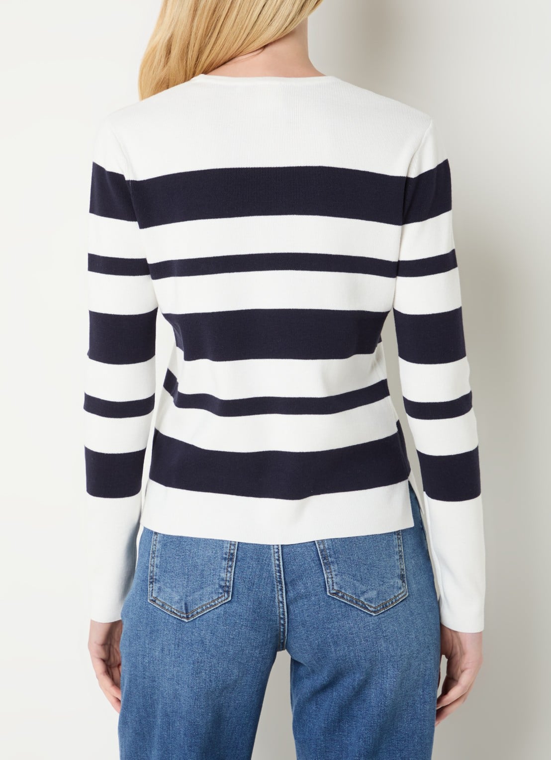 Josephine & Co Breanne sweater met streepprint - achterkant 3 donkerblauw