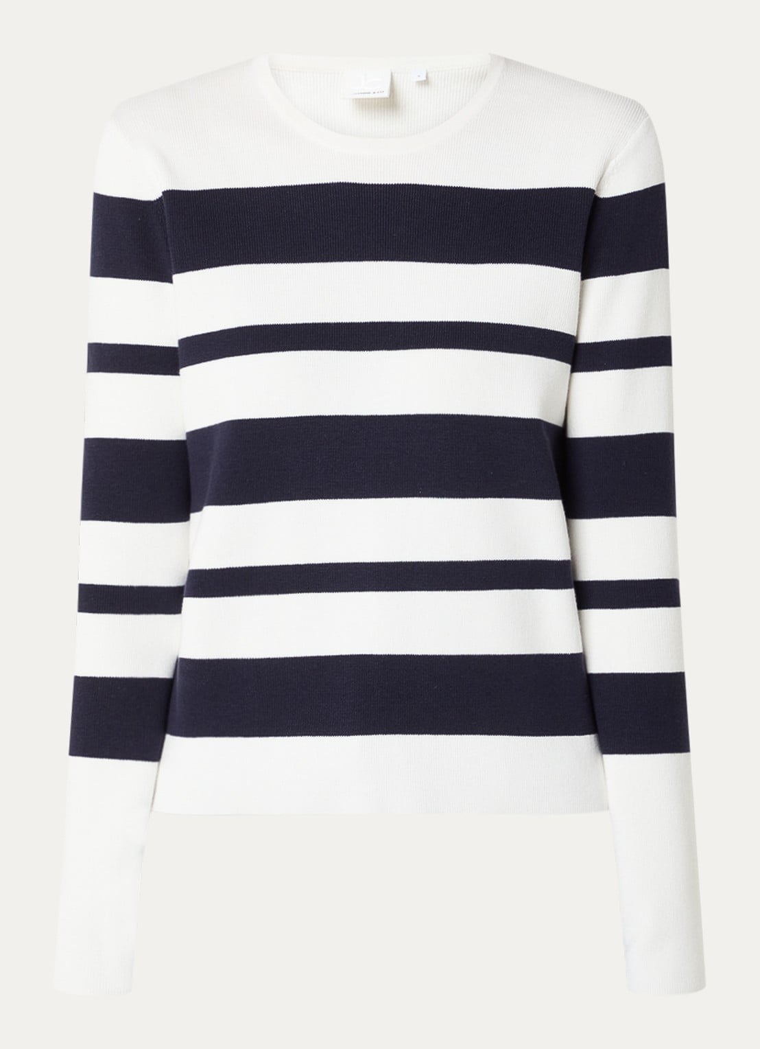 Josephine & Co Breanne sweater met streepprint - voorkant donkerblauw