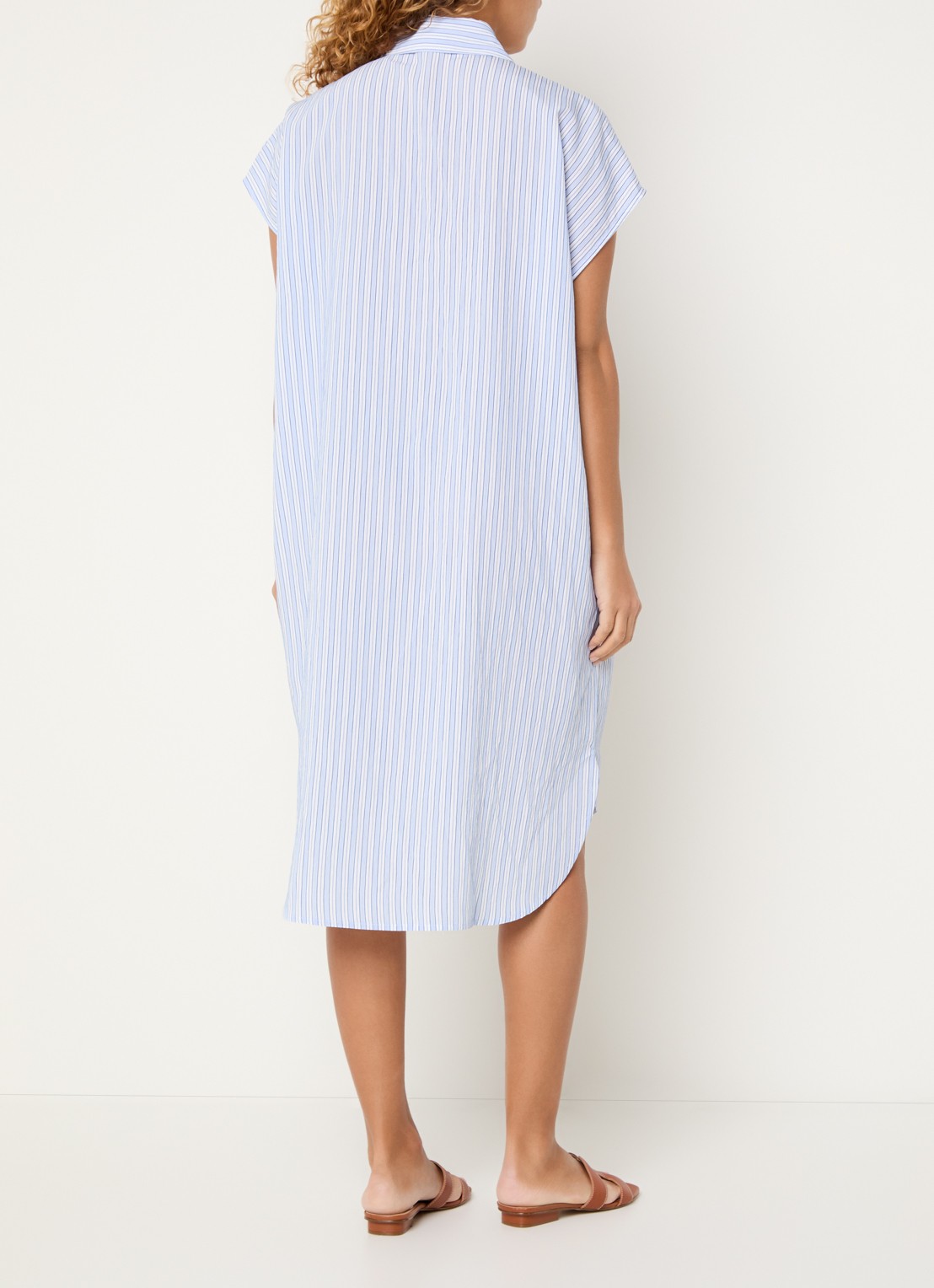 Josephine & Co Bree midi blousejurk met streepprint - achterkant 4 lichtblauw