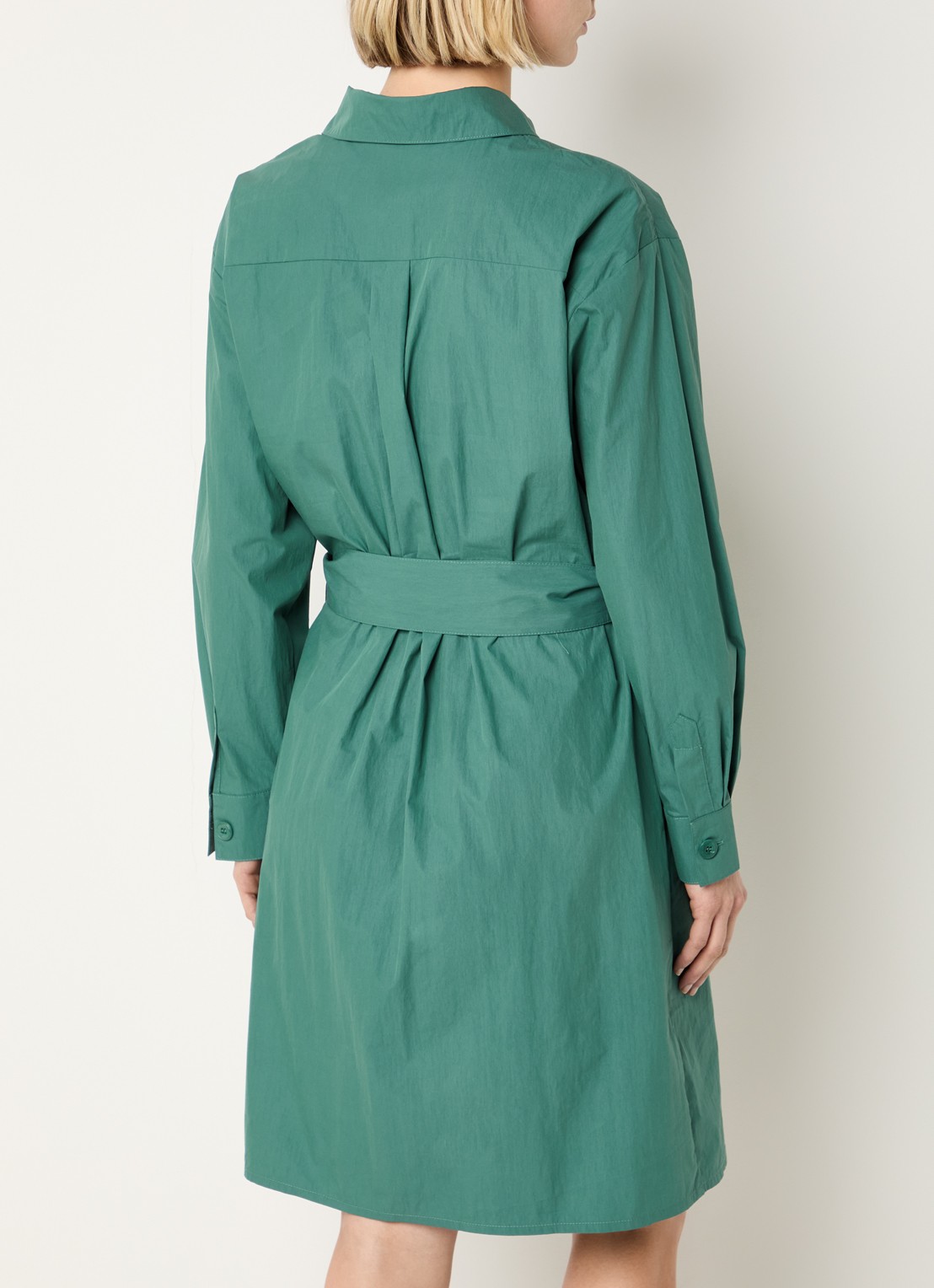 Josephine & Co Brien blousejurk met opgestikte zakken en strikceintuur - achterkant zeegroen