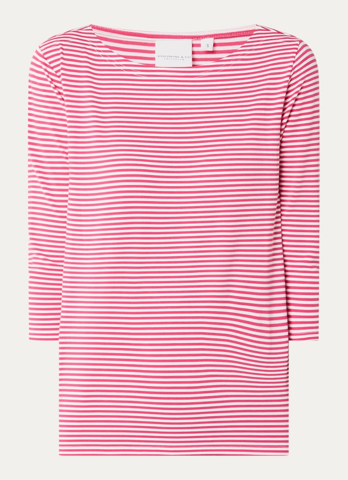 Josephine & Co Brit T-shirt met boothals en streepprint - voorkant 3 koraalrood