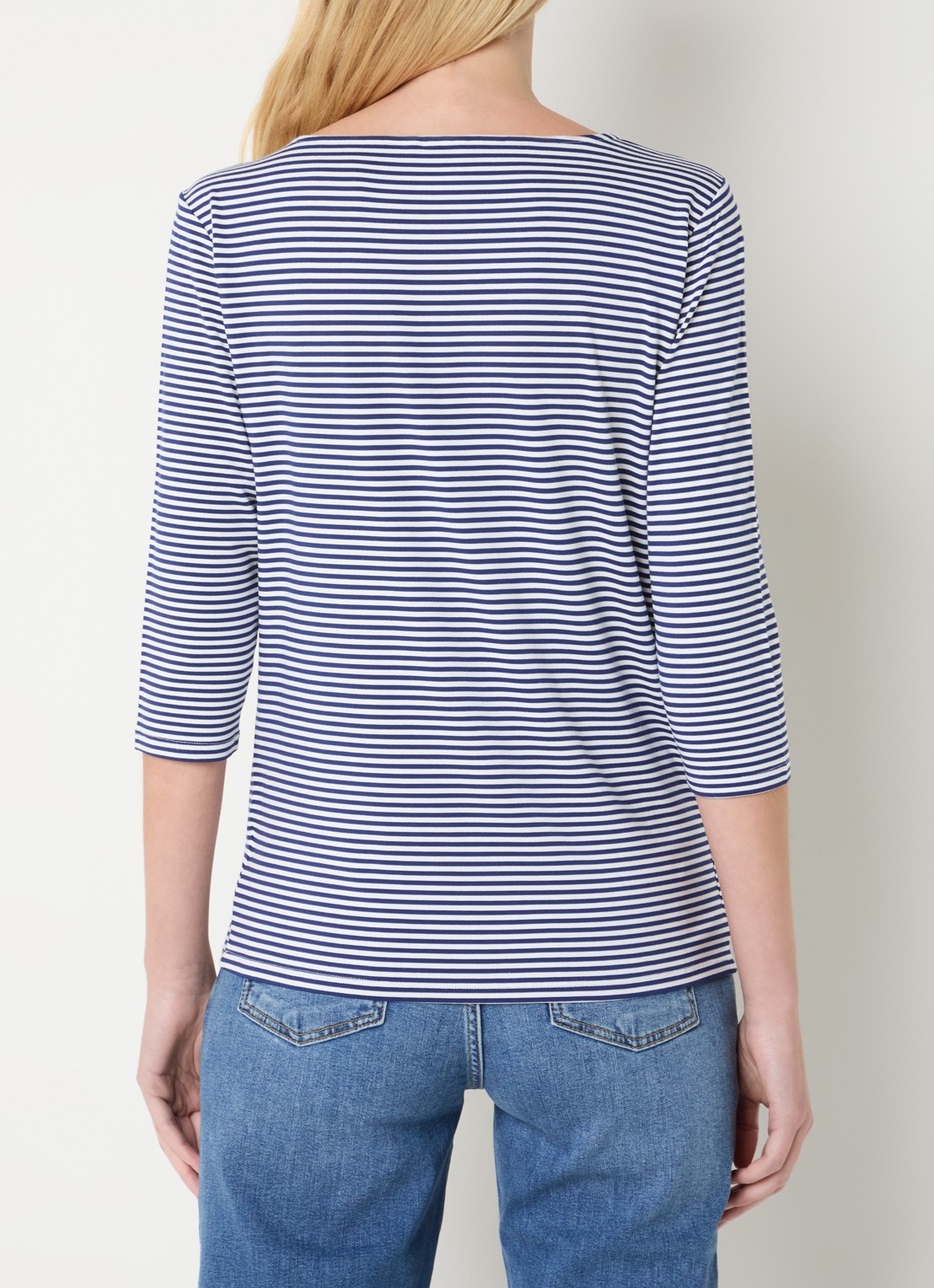 Josephine & Co Brit T-shirt met boothals en streepprint - achterkant donkerblauw