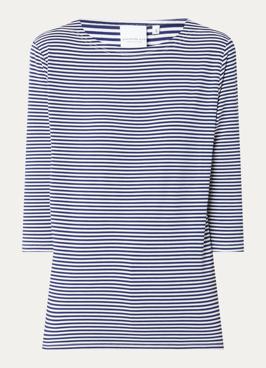 Josephine & Co Brit T-shirt met boothals en streepprint - voorkant 3 donkerblauw