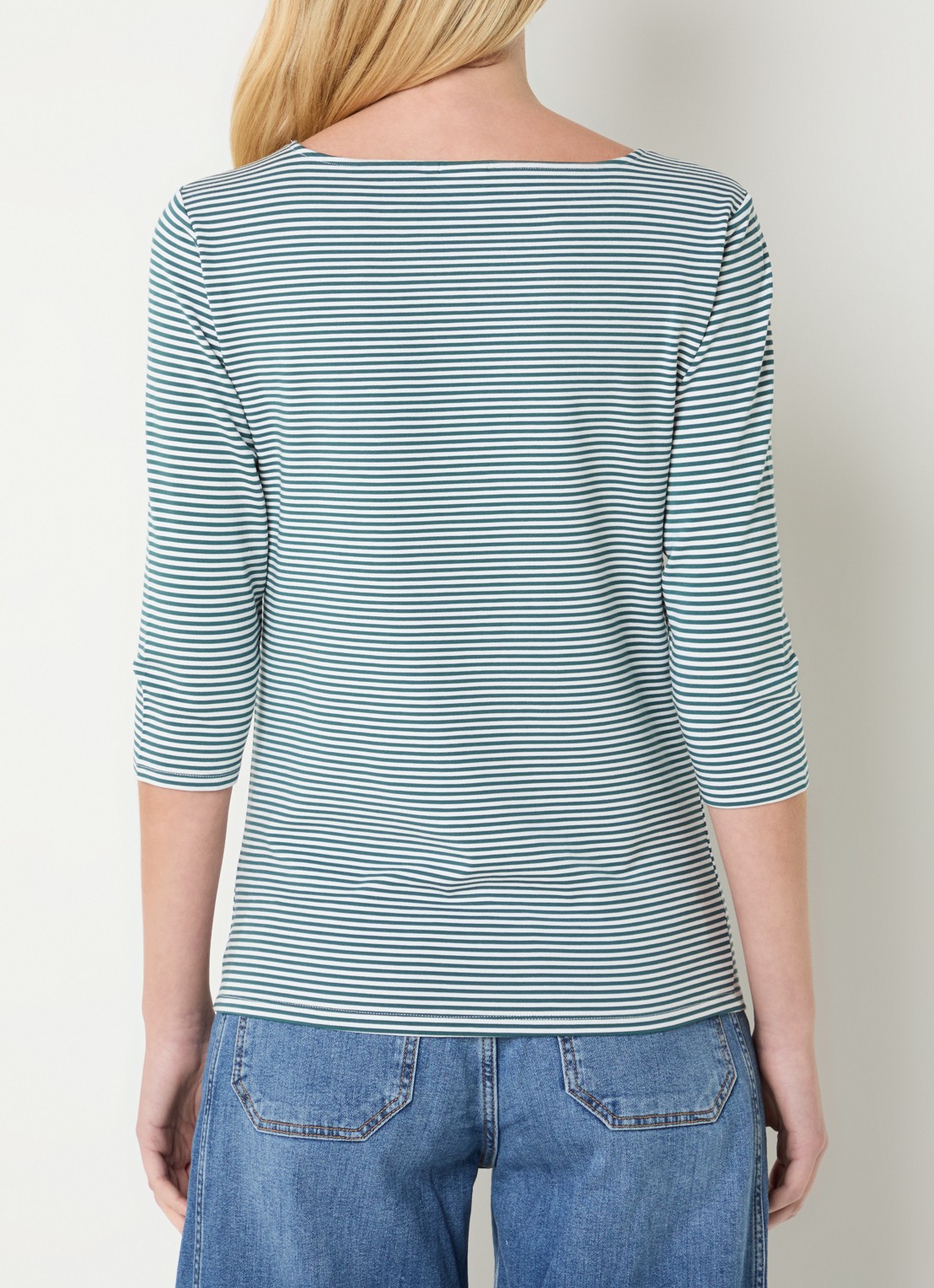 Josephine & Co Brit T-shirt met boothals en streepprint - achterkant donkergroen