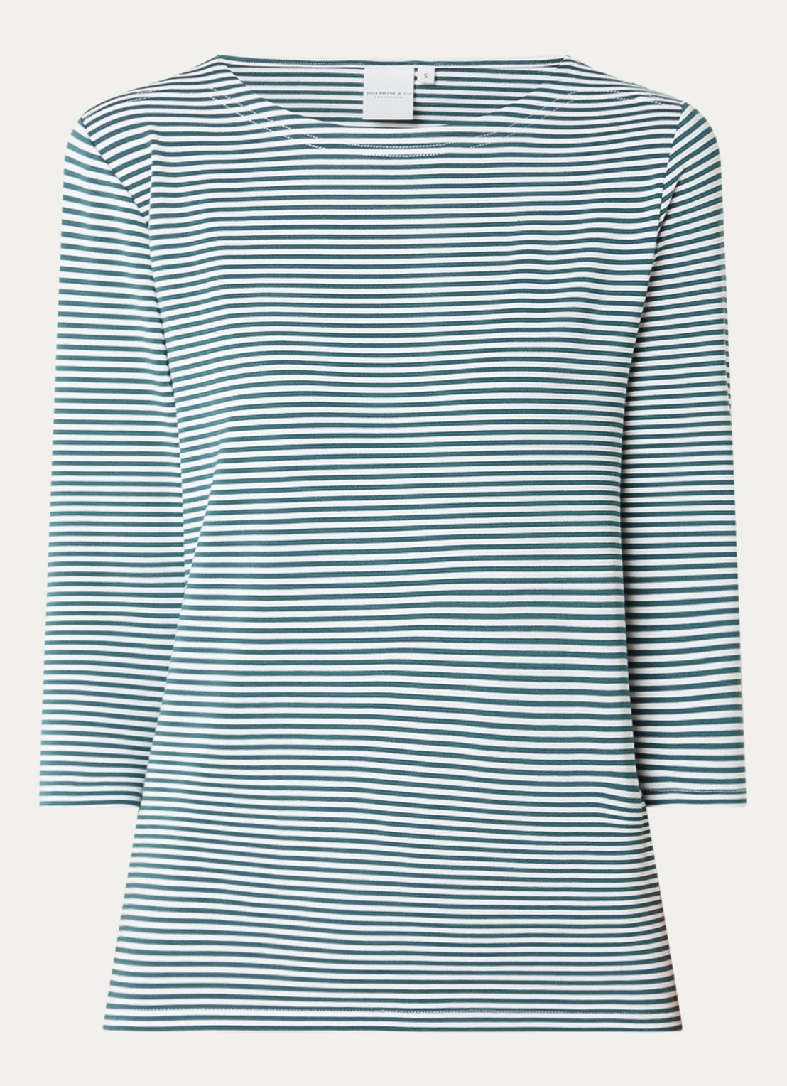 Josephine & Co Brit T-shirt met boothals en streepprint - voorkant 2 donkergroen