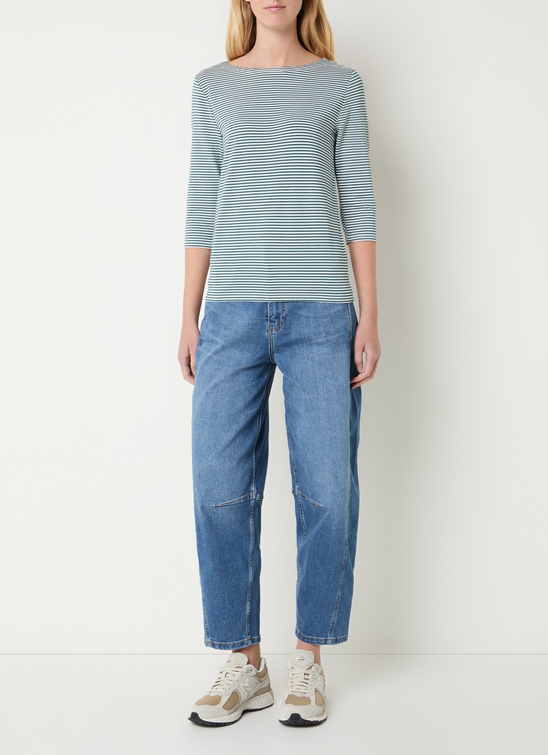 Josephine & Co Brit T-shirt met boothals en streepprint - voorkant 3 donkergroen