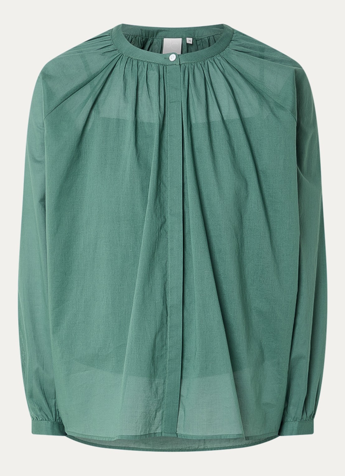 Josephine & Co Brooklynn blouse met stolpplooi en ballonmouw - voorkant zeegroen
