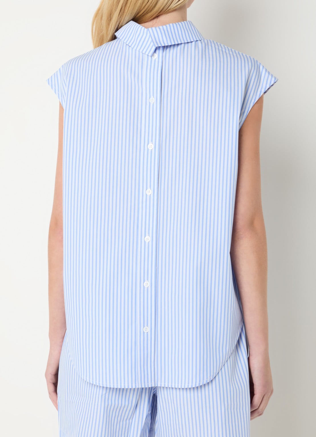 Josephine & Co Brynn blouse met streepprint - achterkant 2 lichtblauw