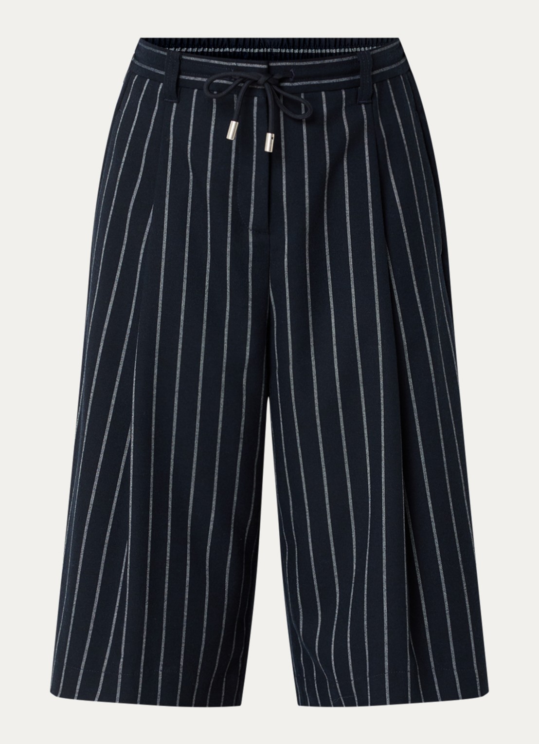 Josephine & Co Camden high waist loose fit korte pantalon met streepprint - voorkant 2 donkerblauw