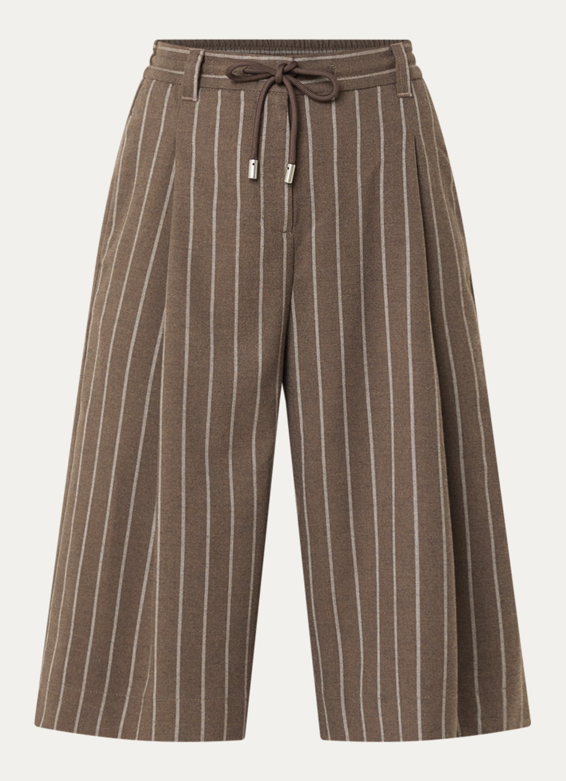 Josephine & Co Camden high waist loose fit korte pantalon met streepprint - voorkant bruin